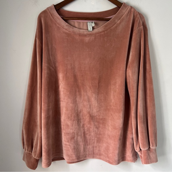 Sahalie Dusty Rose Velvet Sweatshirt Large - Picture 1 of 7